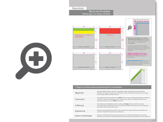 Product Bild block_mit_leimbindung_und_deckblatt__din_a6_quer__200_blatt__4_4_farbig_beidseitig_bedruckt